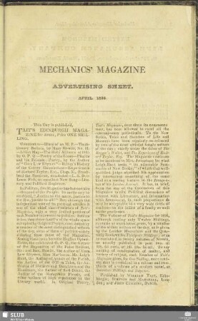 Advertising Sheet. April 1835