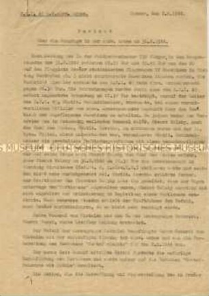 Maschinenschriftlicher Bericht über die slowakische Armee im August 1944