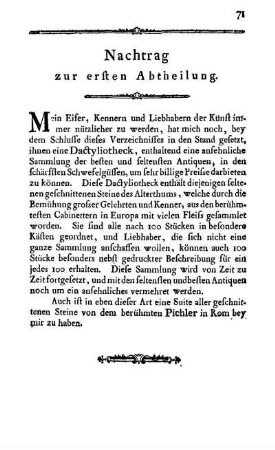 Nachtrag zur ersten Abtheilung.