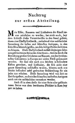 Nachtrag zur ersten Abtheilung.
