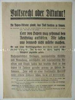 NSDAP-Wahlflugblatt gegen v. Papen