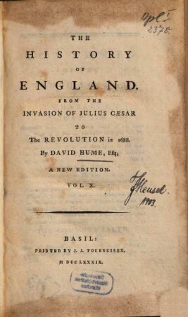 The History Of England : From The Invasion Of Julius Caesar To The Revolution in 1688., 10