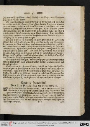 Zweyter Haupttitul: Von dem Reichstage zu Regenspurg