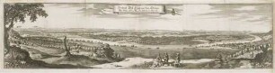 Panoramaansicht von Oberloschwitz ins Elbtal, im Hintergrund Dresden, aus Merians Topographia Superioris Saxoniae