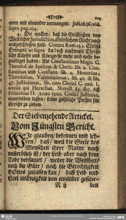 Der Siebenzehende Artickel. Vom Jüngsten Gericht