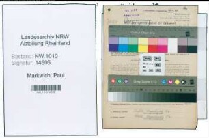 Entnazifizierung Paul Markwich , geb. 27.08.1898 (Assistent)