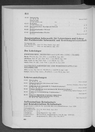 Aufbaustudium Kriminologie und Kontaktstudium Kriminologie