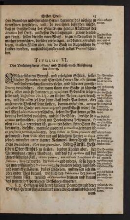 Titulus VI. Von Verlesung derer Acten / und Absatz- auch Eröffnung der Sententz