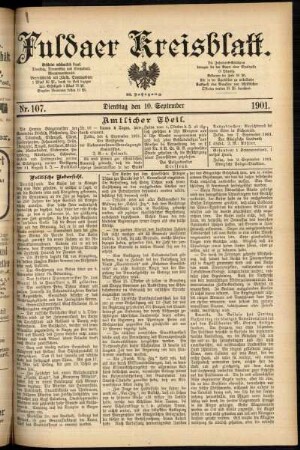 Ausgabe vom Dienstag, den 10. September 1901.