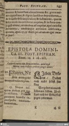 Epistola Dominica III. Post Epiphan. Rom. 12. à 16-ult.