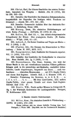 b) Einzelne römische Niederlassungen