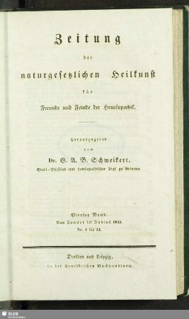4.1832: Zeitung der homöopathischen Heilkunst für Ärzte und Nichtärzte
