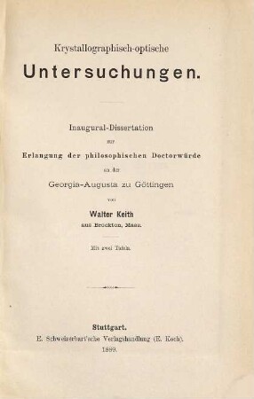 Krystallographisch-optische Untersuchungen