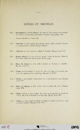 Siéges et meubles (Nr. 124-162)