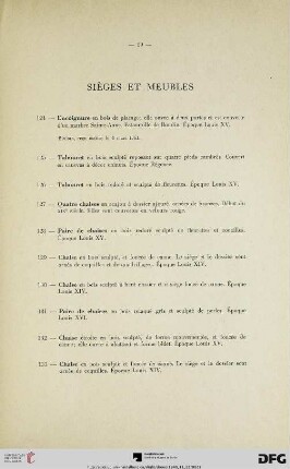Siéges et meubles (Nr. 124-162)