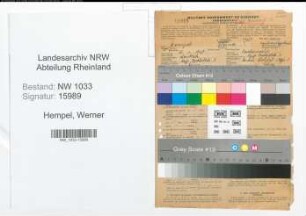 Entnazifizierung Werner Hempel , geb. 22.01.1917 (Berufssoldat)