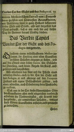 Das Vierdte Capitel Von der Cur der Gicht und des Podagra insgemein