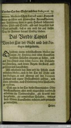 Das Vierdte Capitel Von der Cur der Gicht und des Podagra insgemein