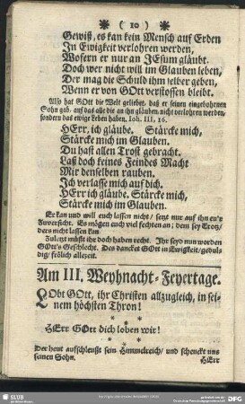 Am III. Weyhnacht-Feyertage