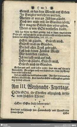Am III. Weyhnacht-Feyertage