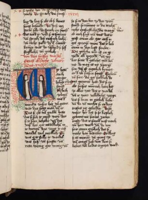 Historisierte Initiale: Elsbeth Zolnerin und eine zweite Schwester, stehend und betend