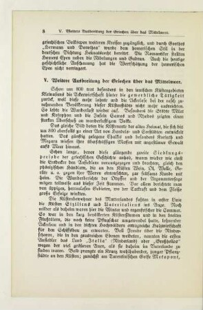 V. Weitere Ausbreitung der Griechen über das Mittelmeer