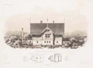 Försterhaus, Landeshut: Grundrisse, Ansicht (aus: Architektonisches Skizzenbuch, H. 37, 1858)