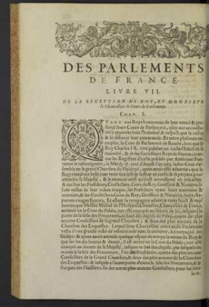 Des parlements de France. Livre VII.