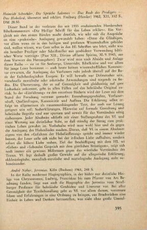395-396 [Rezension] Neher, André, Jeremias