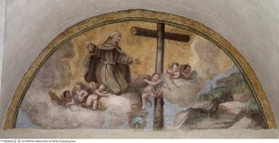 Abendmahl und Szenen aus dem Leben des heiligen Franz von Assisi und von Heiligen des Franziskanerordens, Der heilige Franz von Assisi in Anbetung des Kreuzes