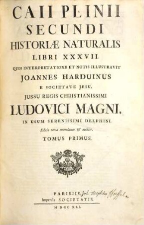 Caii Plinii Secundi Historiæ Naturalis Libri XXXVII., 1