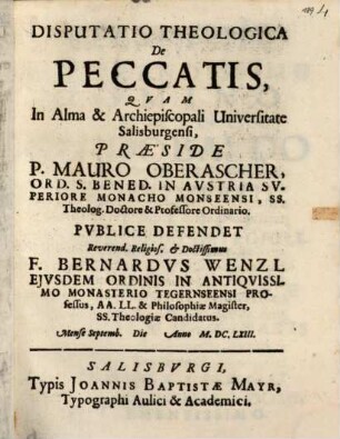 Disputatio Theologica De Peccatis
