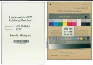 Entnazifizierung Hildegard Mendik , geb. 18.09.1910 ()