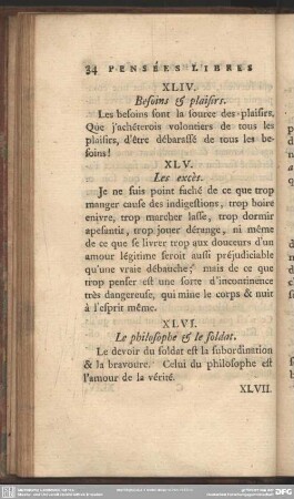 XLIV. Besoins & plaisires