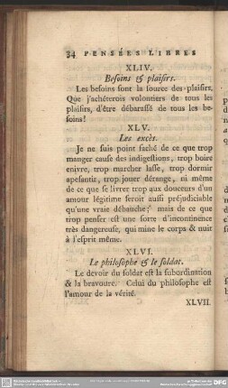 XLIV. Besoins & plaisires