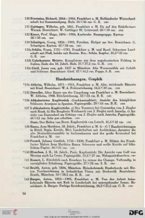 Handzeichnungen, Graphik (Nr. 134-172)