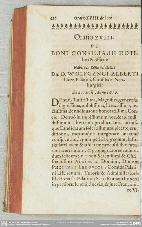 Oratio XVIII. De Boni Consiliarii Dotibus & officio