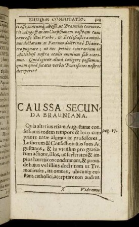Caussa Secunda Brauniana. [De criminationibus Calvinistarum contra Lutheranos.]