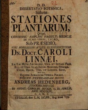 Diss. botan. sistens stationes plantarum