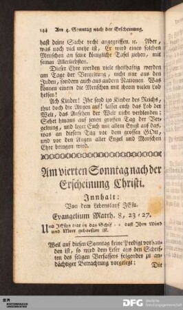 Am vierten Sonntag nach der Erscheinung Christi