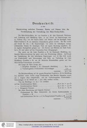 Denkschrift zu dem Staatsvertrag zwischen Preussen, Baden und Hessen über die Vereinfachung der Verwaltung der Main-Neckar-Bahn
