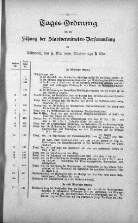 Tages-Ordnung, 11. Mai 1898