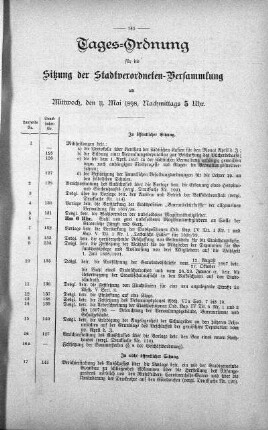 Tages-Ordnung, 11. Mai 1898