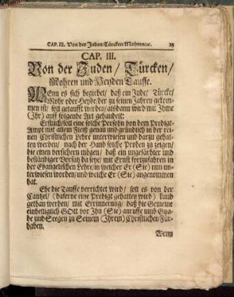 Cap. III. Von der Juden/ Türcken/ Mohren und Heyden Tauffe.