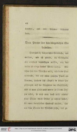 Vom Pompe bey den bürgerlichen Gebräuchen