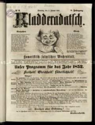 Satirezeitschrift "Kladderadatsch" 5/8. Jahrgang 1852-55