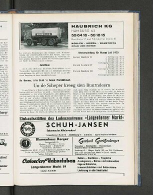 Rentenzahlung für Monat Juli 1970