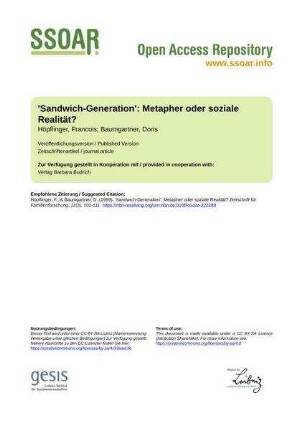 'Sandwich-Generation': Metapher oder soziale Realität?