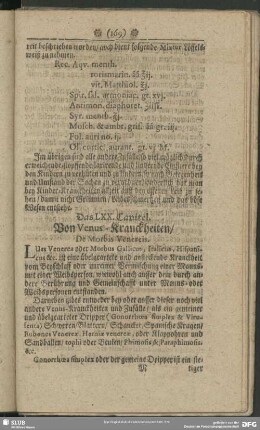 Das LXX. Capitel. Von Venus-Kranckheiten, De Morbis Venereis