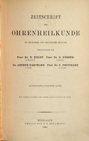 Zeitschrift für Ohrenheilkunde. 28. 1896